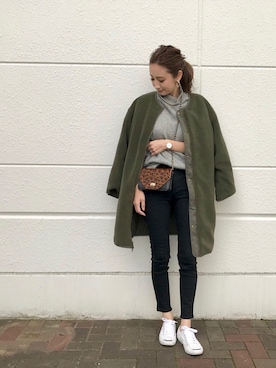 「GRL（グレイル）のアイテム（ピアス（両耳用））」を使った、asukaさん（レディース・163cm）の秋コーディネート