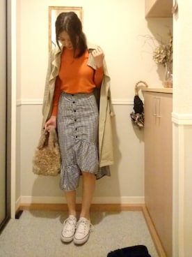 「URBAN RESEARCH ROSSO」｜「アイテム（トレンチコート）」を使った、りさすてぃっくさん（レディース・164cm）の秋コーディネート