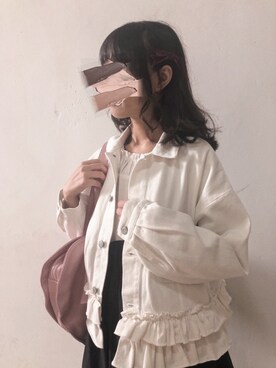 「merry jenny（メリージェニー）のアイテム（デニムジャケット）」を使った、_叽里咕噜摇さん（レディース・158cm）の秋コーディネート