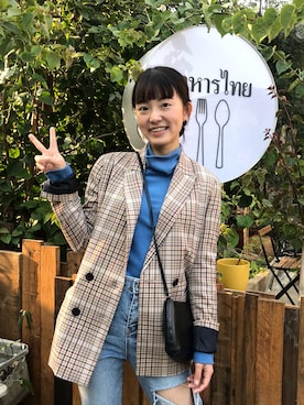 「PULL&BEAR（プルアンドベア）のアイテム（フォーマルスーツ/小物）」を使った、呂玉玉さん（レディース・155cm）の冬コーディネート