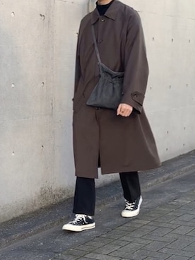 「チャックテイラー」｜「アイテム（ステンカラーコート）」を使った、HeHOさん（メンズ・170cm）の冬コーディネート