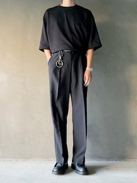 「UNIQLO（ユニクロ）のエアリズムコットンオーバーサイズTシャツ（5分袖）（Tシャツ/カットソー）」を使った、HeHOさん（メンズ・174cm）の夏コーディネート