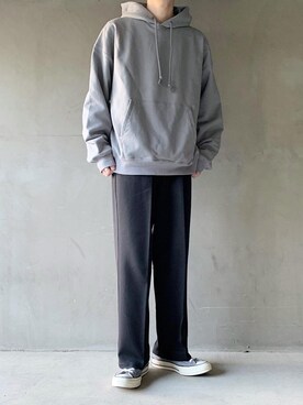 「アイテム（パーカー、グリーン系）」を使った、HeHOさん（メンズ・173cm）の春コーディネート