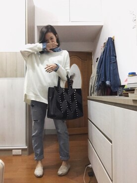 「TOMS Shoes」｜Catharine Linさん（レディース・160cm）の冬コーディネート