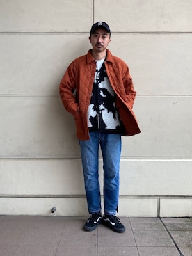 「schott（ショット）のアイテム（ステンカラーコート）」を使った、idaさん（メンズ・179cm）の冬コーディネート