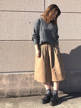 「Dr. Martens（ドクターマーチン）のDr.Martens (ドクターマーチン)/1461 3EYE GIBSON SHOES（その他シューズ）」を使った、みわぴょんさん（レディース・165cm）の冬コーディネート