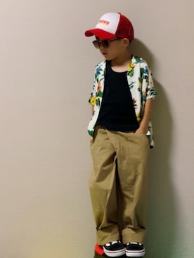「IN THE HOUSE（インザハウス）のアイテム」を使った、HeROさん（キッズ・100cm）の夏コーディネート