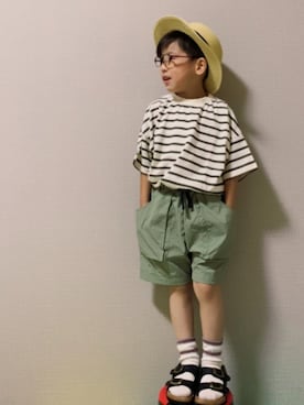 「ヒラキ（ヒラキ）のアイテム（サンダル）」を使った、HeROさん（キッズ・100cm）の夏コーディネート