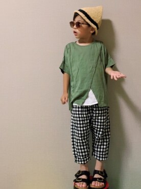 「ヒラキ（ヒラキ）のアイテム（サンダル）」を使った、HeROさん（キッズ・100cm）の夏コーディネート