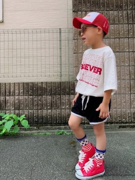 「IN THE HOUSE（インザハウス）のアイテム」を使った、HeROさん（キッズ・100cm）の夏コーディネート