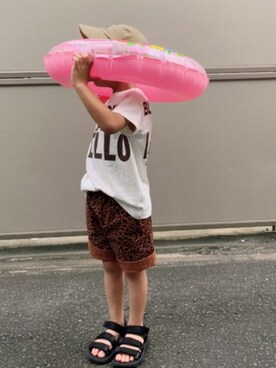 「AZUL by moussy（アズールバイマウジー）のアイテム（帽子）」を使った、HeROさん（キッズ・100cm）の夏コーディネート