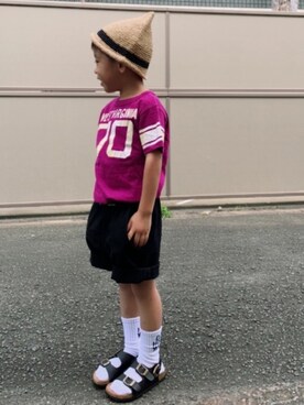 「ヒラキ（ヒラキ）のアイテム（サンダル）」を使った、HeROさん（キッズ・100cm）の夏コーディネート