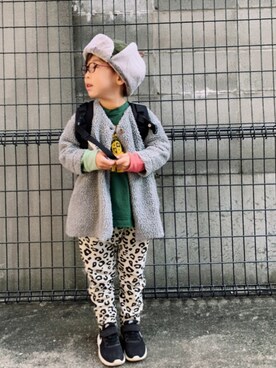 「アイテム（メガネ）」を使った、HeROさん（キッズ・100cm）の冬コーディネート