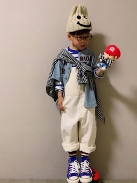 「アイテム（福袋/福箱、ブルー系）」を使った、HeROさん（キッズ・110cm）の春コーディネート