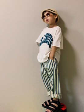 「ヒラキ（ヒラキ）のアイテム（サンダル）」を使った、HeROさん（キッズ・100cm）の夏コーディネート
