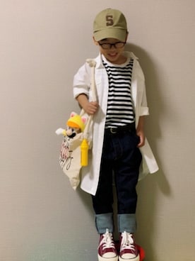 「AZUL by moussy（アズールバイマウジー）のアイテム」を使った、HeROさん（キッズ・110cm）の夏コーディネート