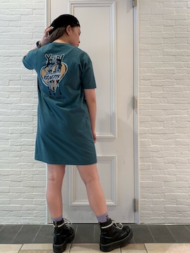 「レトロ」｜「アイテム（ハンチング/ベレー帽）」を使った、宮野瑠華さん（レディース・158cm）の春コーディネート