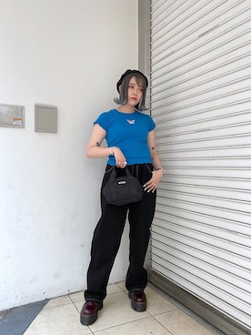 「リブニット」｜「アイテム（ハンチング/ベレー帽）」を使った、宮野瑠華さん（レディース・158cm）の春コーディネート