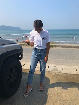 「サーフスタイル」｜「アイテム（ビーチサンダル）」を使った、76hano0さん（レディース・163cm）の夏コーディネート