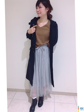 「earth music&ecology（アースミュージックアンドエコロジー）のアイテム（ダッフルコート）」を使った、yokoyama_yuuuさん（レディース・172cm）の秋コーディネート