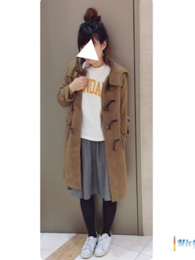 「スエット」｜「アイテム（ダッフルコート）」を使った、yokoyama_yuuuさん（レディース・172cm）の冬コーディネート