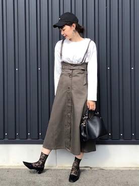 「Lee（リー）のアイテム（帽子）」を使った、yokoyama_yuuuさん（レディース・173cm）の秋コーディネート
