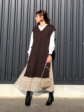 「ロングベスト」｜yokoyama_yuuuさん（レディース・173cm）の秋コーディネート