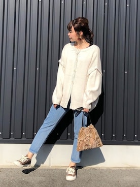 「Sugar spoon（シュガースプーン）のアイテム（ニット/セーター）」を使った、yokoyama_yuuuさん（レディース・173cm）の秋コーディネート