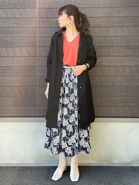 「Green　Parks（グリーンパークス）のアイテム（ステンカラーコート）」を使った、yokoyama_yuuuさん（レディース・173cm）の冬コーディネート