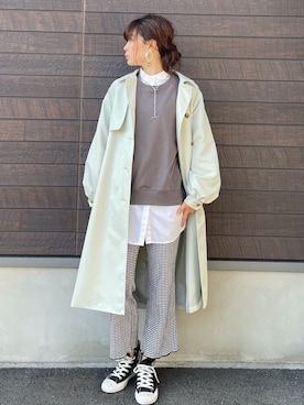 「袖ボリューム」｜「アイテム（トレンチコート）」を使った、yokoyama_yuuuさん（レディース・173cm）の春コーディネート