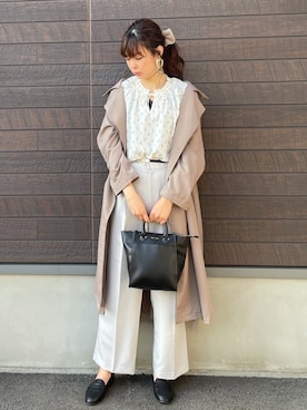 「春めきシューズ」｜「アイテム（トレンチコート）」を使った、yokoyama_yuuuさん（レディース・173cm）の春コーディネート