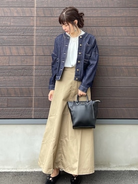 「Aラインスカート」｜「アイテム（ノーカラージャケット）」を使った、yokoyama_yuuuさん（レディース・173cm）の春コーディネート