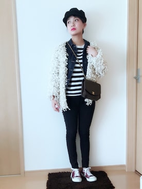 「DHOLIC（ディーホリック）のアイテム（その他アウター）」を使った、maikoroさん（レディース・158cm）の冬コーディネート