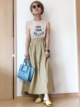 「ペーパーベレー」｜「アイテム（帽子）」を使った、maikoroさん（レディース・158cm）の夏コーディネート