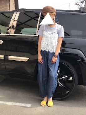 「ペーパーベレー」｜「アイテム（帽子）」を使った、maikoroさん（レディース・158cm）の夏コーディネート
