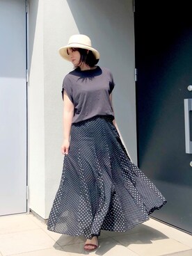 「BRONTE（ブロンテ）のアイテム（帽子）」を使った、kumikoさん（レディース・165cm）の夏コーディネート
