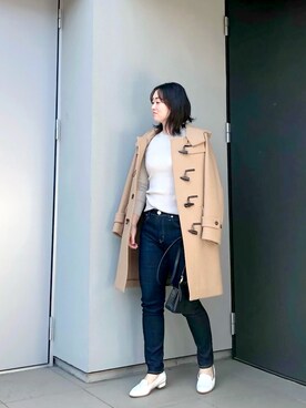 「リブニット」｜「アイテム（ダッフルコート）」を使った、kumikoさん（レディース・165cm）の冬コーディネート