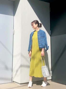 「ピスタチオ」｜「アイテム（デニムジャケット）」を使った、kumikoさん（レディース・165cm）の春コーディネート
