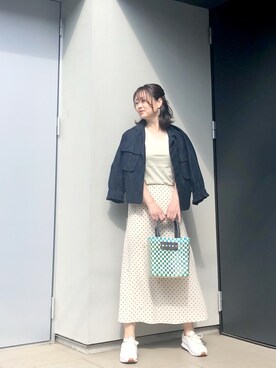 「ドットスカート」｜「アイテム（ブルゾン）」を使った、kumikoさん（レディース・165cm）の春コーディネート