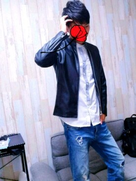 「JOURNAL STANDARD（ジャーナルスタンダード）のアイテム（ライダースジャケット）」を使った、こみさん（メンズ・178cm）の秋コーディネート