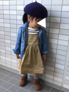 「ダンガリーシャツ」｜「アイテム（ワンピース/ドレス）」を使った、UuuCooさん（キッズ・80cm）の秋コーディネート