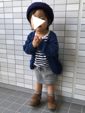 「90cm」｜「アイテム（ハンチング/ベレー帽）」を使った、UuuCooさん（キッズ・80cm）の秋コーディネート