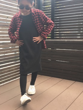 ワンピースを使った 赤チェック のキッズ人気ファッションコーディネート Wear