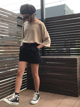 「アニエスベー」｜「アイテム（ハンチング/ベレー帽）」を使った、Rihoさん（キッズ・140cm）の秋コーディネート
