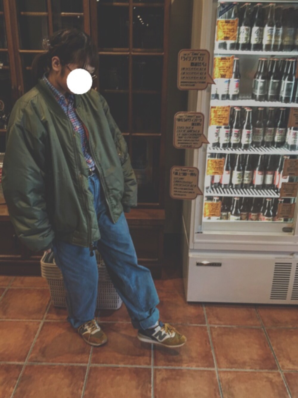 「patagonia、MA-1」｜「VINTAGEのアイテム（ジャケット/アウター、グリーン系）」を使った、こ え ださん（レディース・153cm）の秋コーディネートの1枚目の写真