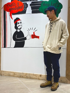 「goslowcaravan」｜「アイテム（ジャケット/アウター）」を使った、vanvanmoritaさん（メンズ・177cm）の冬コーディネート