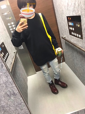 「Dr. Martens（ドクターマーチン）のDr.Martens (ドクターマーチン)/1460Z 8ホールブーツ（ブーツ）」を使った、ババアさん（レディース・163cm）の秋コーディネート