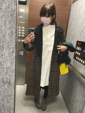 「LA BELLE ETUDE（ラベルエチュード）のアイテム（シャツワンピース）」を使った、ババアさん（レディース・163cm）の冬コーディネート