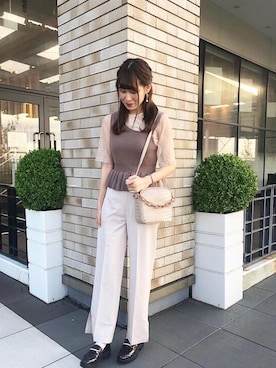 「MAJESTIC LEGON（マジェスティックレゴン）のセンタープレスパンツ（その他パンツ）」を使った、マジェスティックレゴン越谷レイクタウン店スタッフさん（レディース・164cm）の夏コーディネート