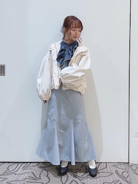 「ヘアアレンジ」｜「アイテム（ブルゾン）」を使った、マジェスティックレゴン越谷レイクタウン店スタッフさん（レディース・150cm）の春コーディネート